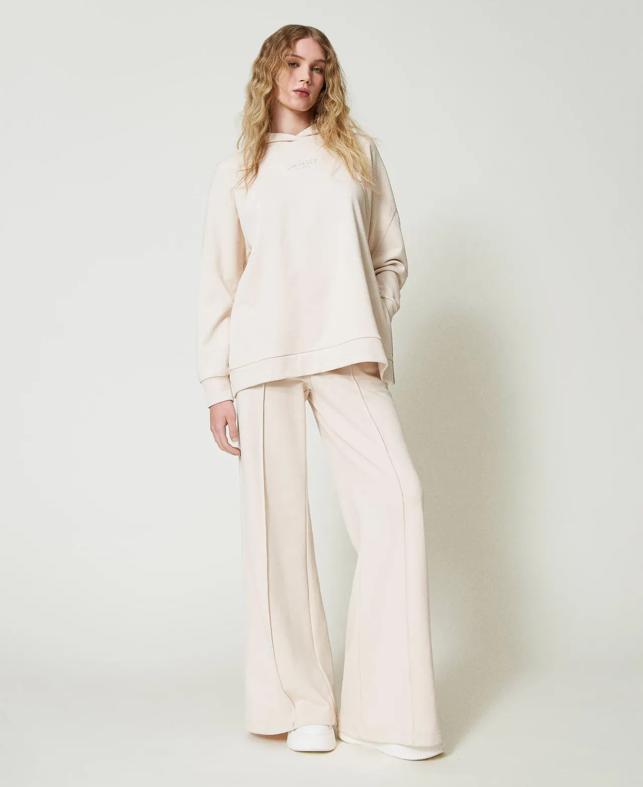 Pantalons Larges Et Palazzo*TWINSET Milano Pantalon Palazzo En Molleton Blanc « Old White »
