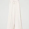 pantalon_palazzo_en_molle_1.webp Pantalons Larges Et Palazzo*TWINSET Milano Pantalon Palazzo En Molleton Blanc « Old White »
