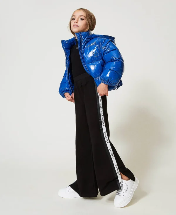 pantalon_palazzo_en_molle_2-1.webp Pantalons Et Jeans*TWINSET Milano Pantalon Palazzo En Molleton Avec Logo Noir