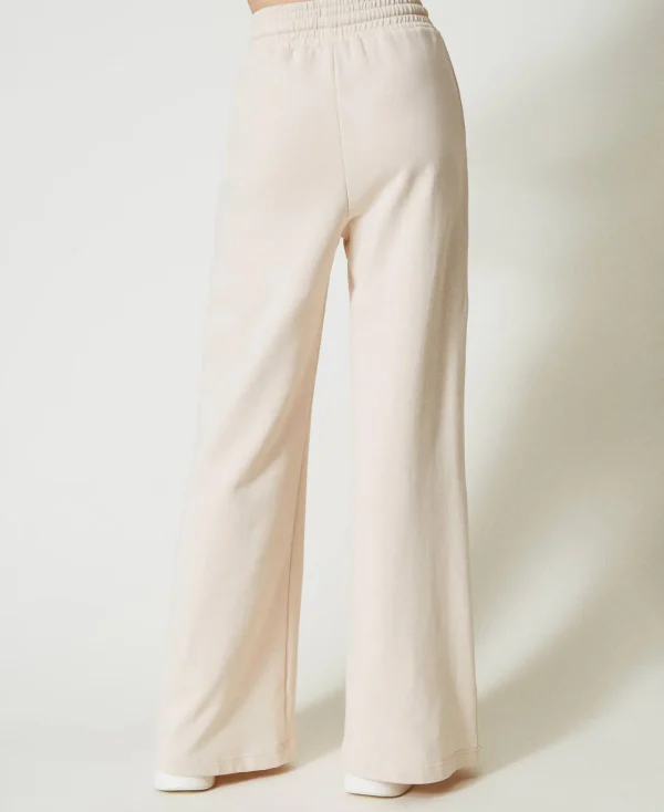 pantalon_palazzo_en_molle_3.webp Pantalons Larges Et Palazzo*TWINSET Milano Pantalon Palazzo En Molleton Blanc « Old White »