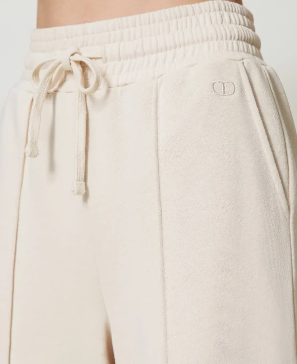pantalon_palazzo_en_molle_4.webp Pantalons Larges Et Palazzo*TWINSET Milano Pantalon Palazzo En Molleton Blanc « Old White »