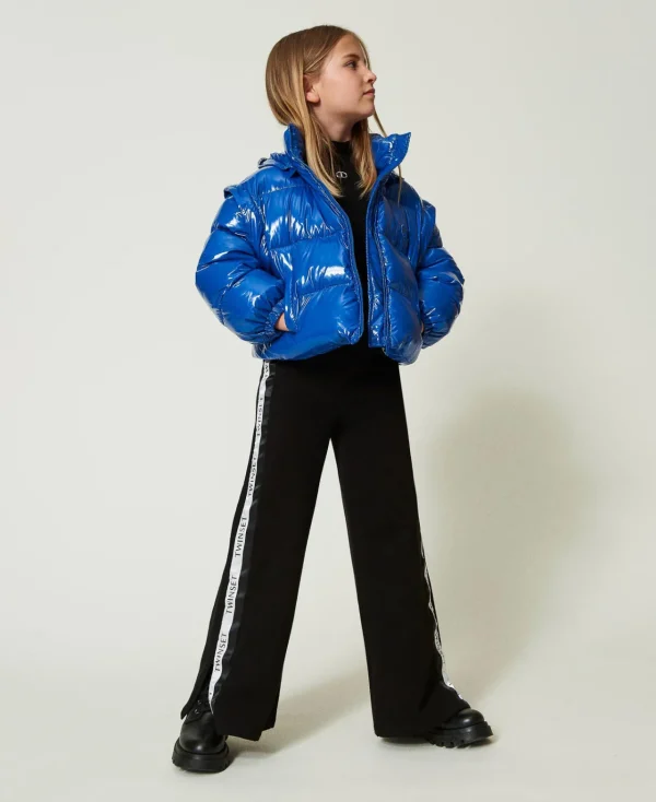 pantalon_palazzo_en_molle_5.webp Pantalons Et Jeans*TWINSET Milano Pantalon Palazzo En Molleton Avec Logo Noir