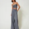 Pantalons Larges Et Palazzo*TWINSET Milano Pantalon Palazzo MYFO Avec Broderie Gris Moyen Mélangé