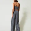 Pantalons Larges Et Palazzo*TWINSET Milano Pantalon Palazzo MYFO Avec Broderie Gris Moyen Mélangé