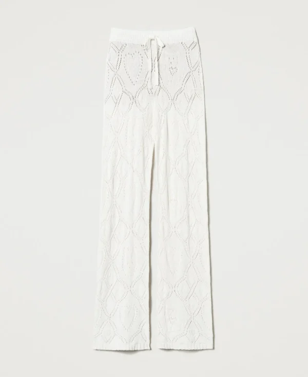 Pantalons Droits Et Cigarette*TWINSET Milano Pantalon Sans Coutures En Fil Treeblend Blanc Neige