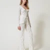 Pantalons Droits Et Cigarette*TWINSET Milano Pantalon Sans Coutures En Fil Treeblend Blanc Neige