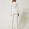 Pantalons Droits Et Cigarette*TWINSET Milano Pantalon Sans Coutures En Fil Treeblend Blanc Neige
