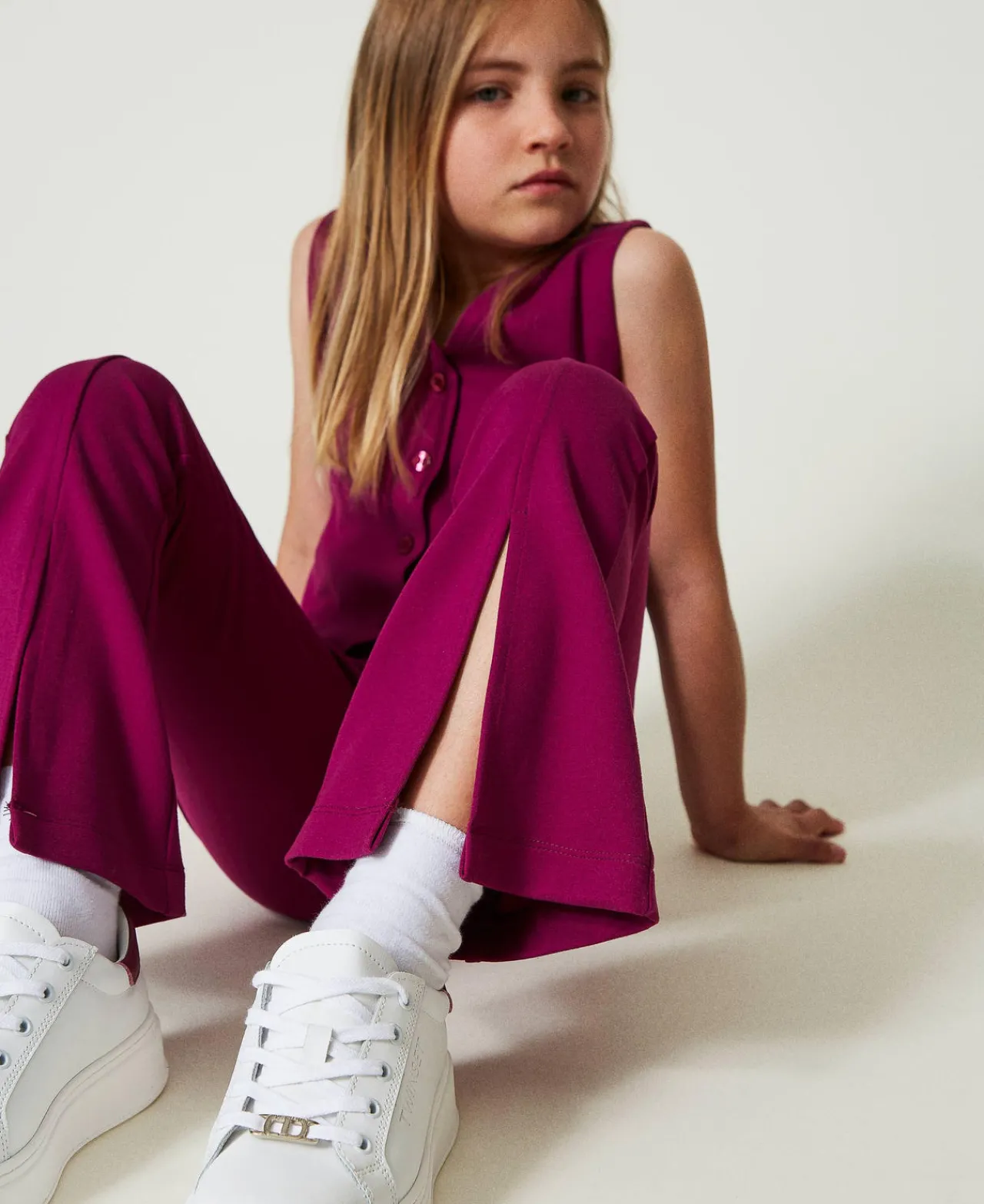 Pantalons Et Jeans*TWINSET Milano Pantalon évasé Avec Fente Magenta Purple