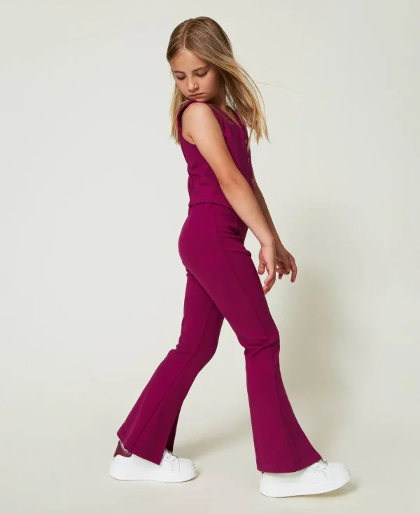 Pantalons Et Jeans*TWINSET Milano Pantalon évasé Avec Fente Magenta Purple