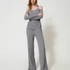 Pantalons Évasés*TWINSET Milano Pantalon évasé En Fil Treeblend Avec Torsades Gris Fumée Clair