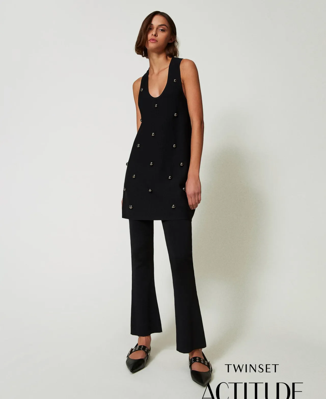 pantalon_vas_en_maille_0-1.webp Pantalons Évasés*TWINSET Milano Pantalon évasé En Maille Noir