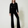 Pantalons Élégants | Pantalons Évasés*TWINSET Milano Pantalon évasé En Maille Avec Boutons Oval T Noir