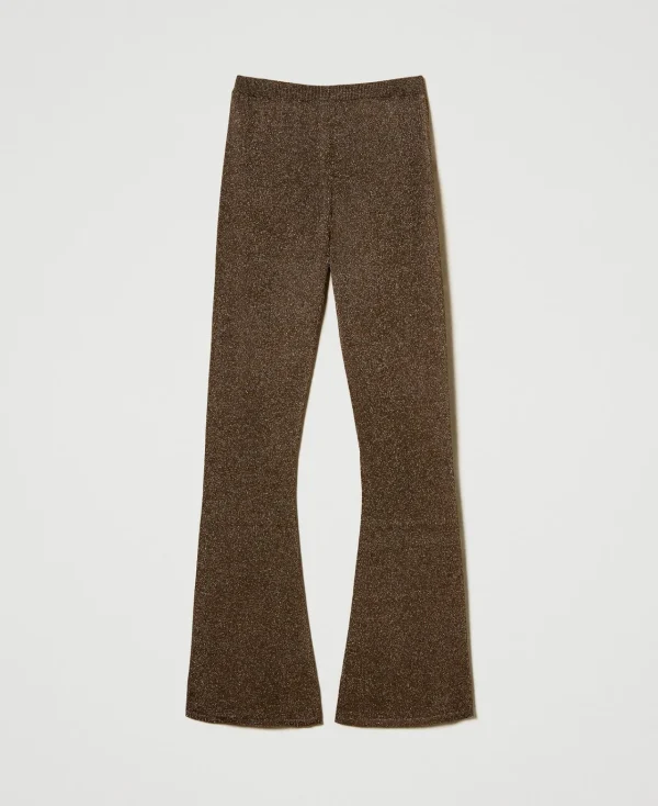 Pantalons Élégants | Pantalons Évasés*TWINSET Milano Pantalon évasé En Maille Avec Lurex Bicolore Fondant/Or Foncé