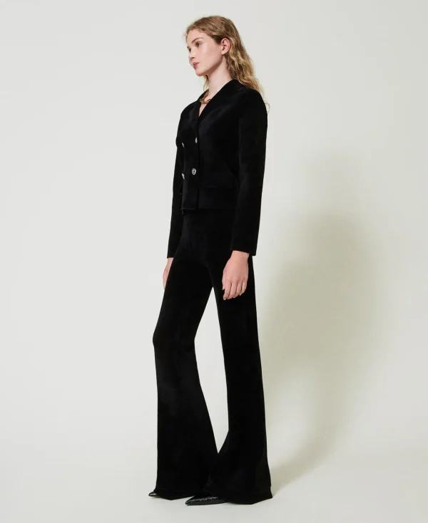 Pantalons Élégants | Pantalons Évasés*TWINSET Milano Pantalon évasé En Maille Avec Boutons Oval T Noir
