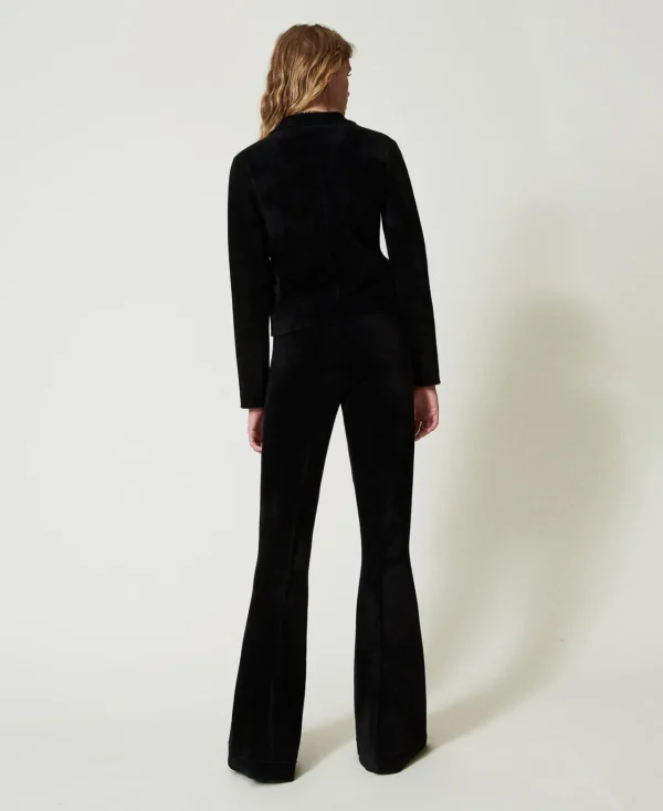 Pantalons Élégants | Pantalons Évasés*TWINSET Milano Pantalon évasé En Maille Avec Boutons Oval T Noir