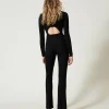 pantalon_vas_en_maille_ct_3.webp Pantalons Évasés*TWINSET Milano Pantalon évasé En Maille Côtelée Noir