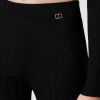 pantalon_vas_en_maille_ct_4.webp Pantalons Évasés*TWINSET Milano Pantalon évasé En Maille Côtelée Noir