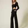 Pantalons Élégants | Pantalons Évasés*TWINSET Milano Pantalon évasé En Sergé De Laine Mélangée Noir
