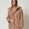 parka_en_drap_fronc_0.webp Manteaux Et Trenchs*TWINSET Milano Parka En Drap Froncé Marron « Beaver »