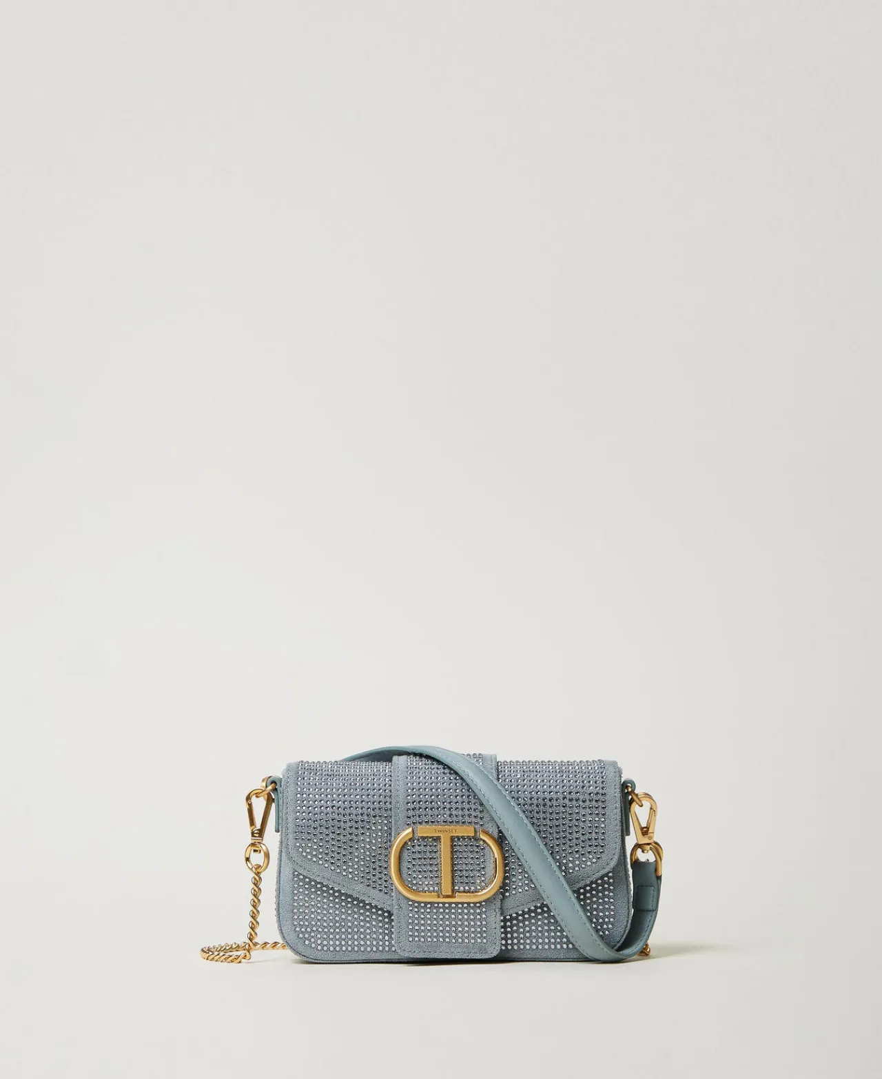 Mini Sacs | Sacs Porté Épaule*TWINSET Milano Petit Sac à Bandoulière «Amie» Avec Strass Gris Gainsboro
