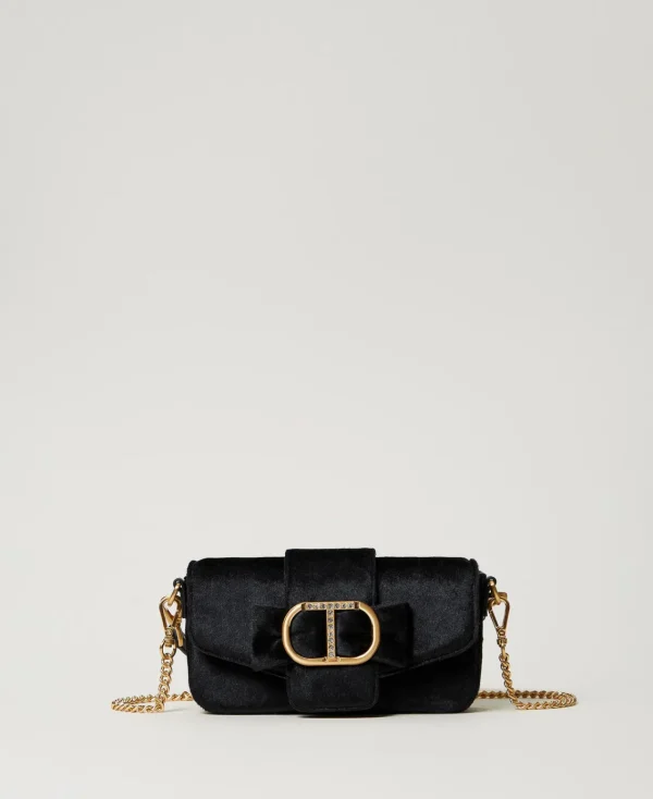 Sacs Porté Épaule | Sacs À Bandoulière*TWINSET Milano Petit Sac à Bandoulière «Amie» En Velours Brodé Noir