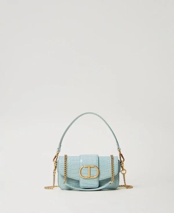 Mini Sacs | Sacs Porté Épaule*TWINSET Milano Petit Sac à Bandoulière «Amie» Avec Imprimé Croco Gris Gainsboro