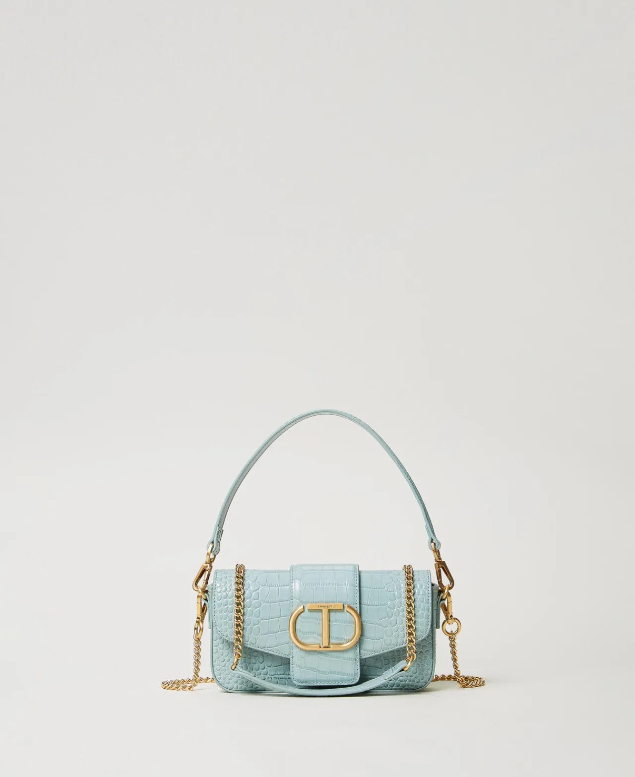 Mini Sacs | Sacs Porté Épaule*TWINSET Milano Petit Sac à Bandoulière «Amie» Avec Imprimé Croco Gris Gainsboro
