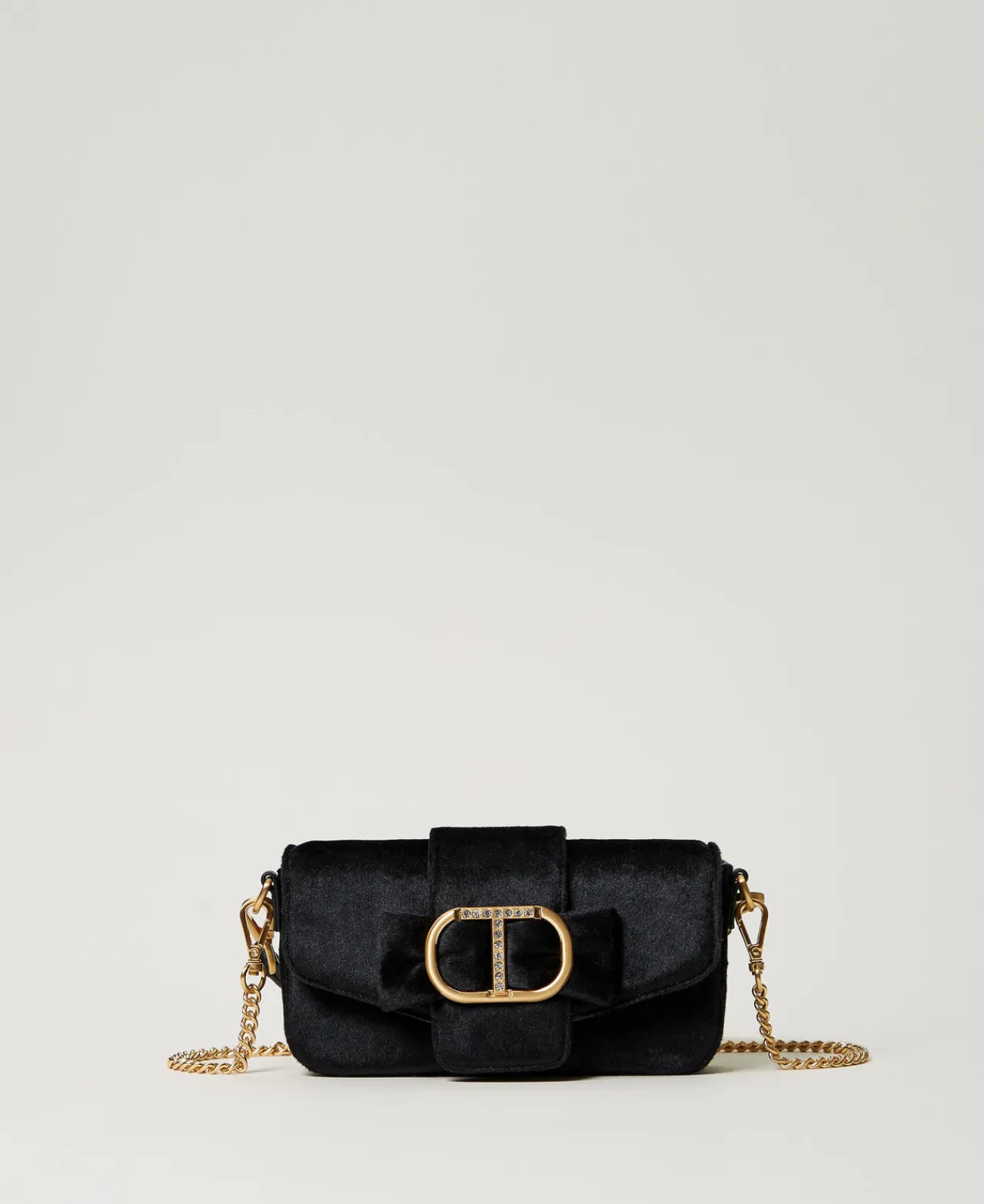 Sacs Porté Épaule | Sacs À Bandoulière*TWINSET Milano Petit Sac à Bandoulière «Amie» En Velours Brodé Noir