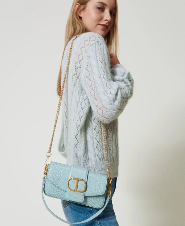 Mini Sacs | Sacs Porté Épaule*TWINSET Milano Petit Sac à Bandoulière «Amie» Avec Imprimé Croco Gris Gainsboro