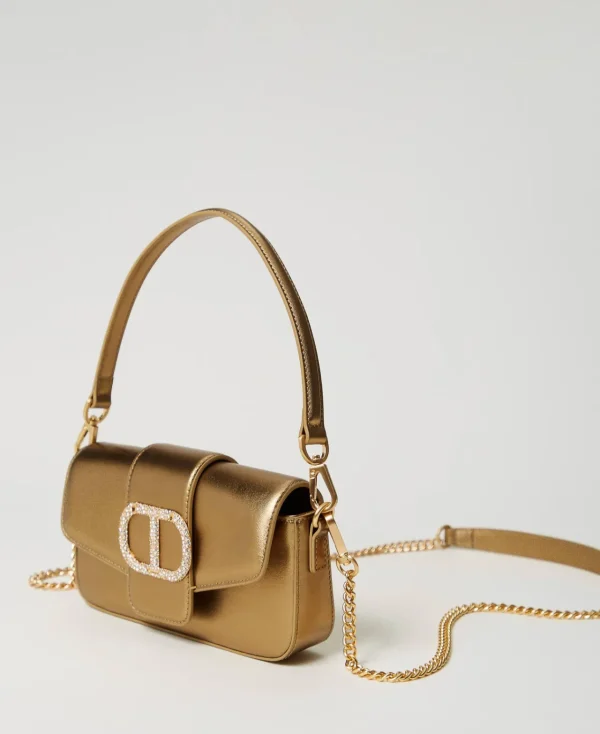 Mini Sacs | Sacs Porté Épaule*TWINSET Milano Petit Sac à Bandoulière «Amie» En Cuir Or Jaune