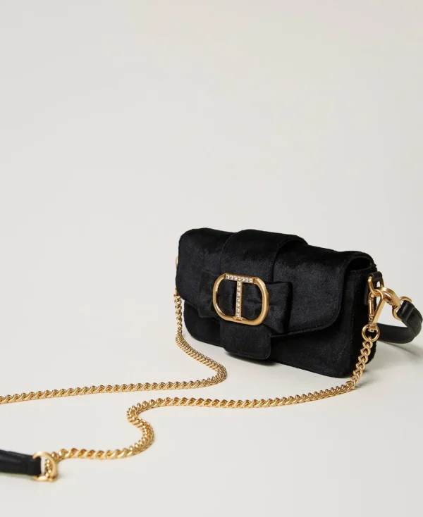 Sacs Porté Épaule | Sacs À Bandoulière*TWINSET Milano Petit Sac à Bandoulière «Amie» En Velours Brodé Noir