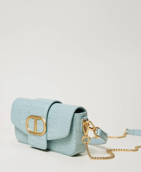Mini Sacs | Sacs Porté Épaule*TWINSET Milano Petit Sac à Bandoulière «Amie» Avec Imprimé Croco Gris Gainsboro