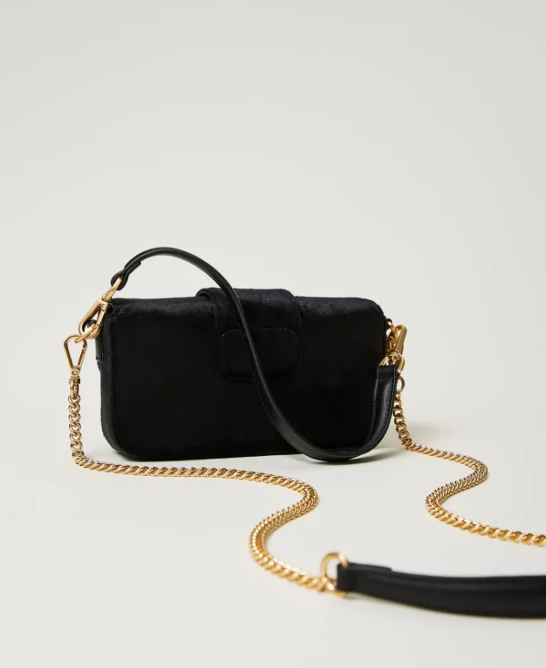 Sacs Porté Épaule | Sacs À Bandoulière*TWINSET Milano Petit Sac à Bandoulière «Amie» En Velours Brodé Noir