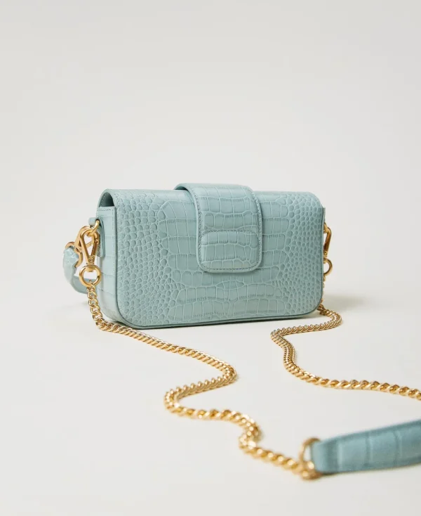 Mini Sacs | Sacs Porté Épaule*TWINSET Milano Petit Sac à Bandoulière «Amie» Avec Imprimé Croco Gris Gainsboro