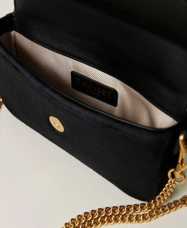 Sacs Porté Épaule | Sacs À Bandoulière*TWINSET Milano Petit Sac à Bandoulière «Amie» En Velours Brodé Noir