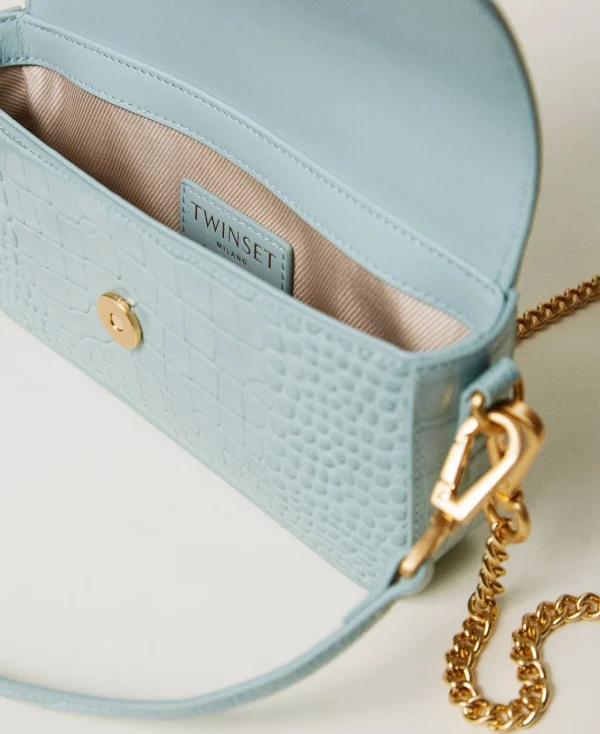 Mini Sacs | Sacs Porté Épaule*TWINSET Milano Petit Sac à Bandoulière «Amie» Avec Imprimé Croco Gris Gainsboro
