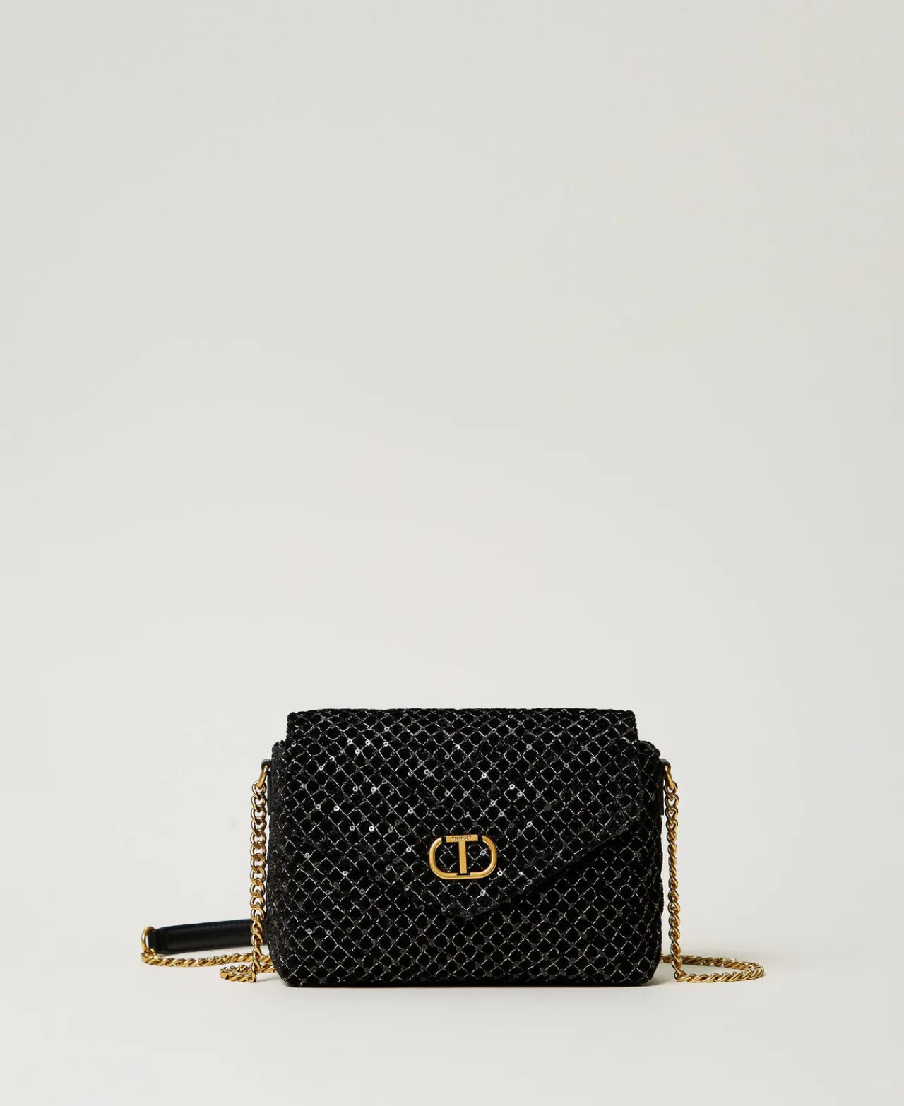 Sacs Porté Épaule | Sacs À Bandoulière*TWINSET Milano Petit Sac à Bandoulière «Dreamy» En Velours Brodé Noir