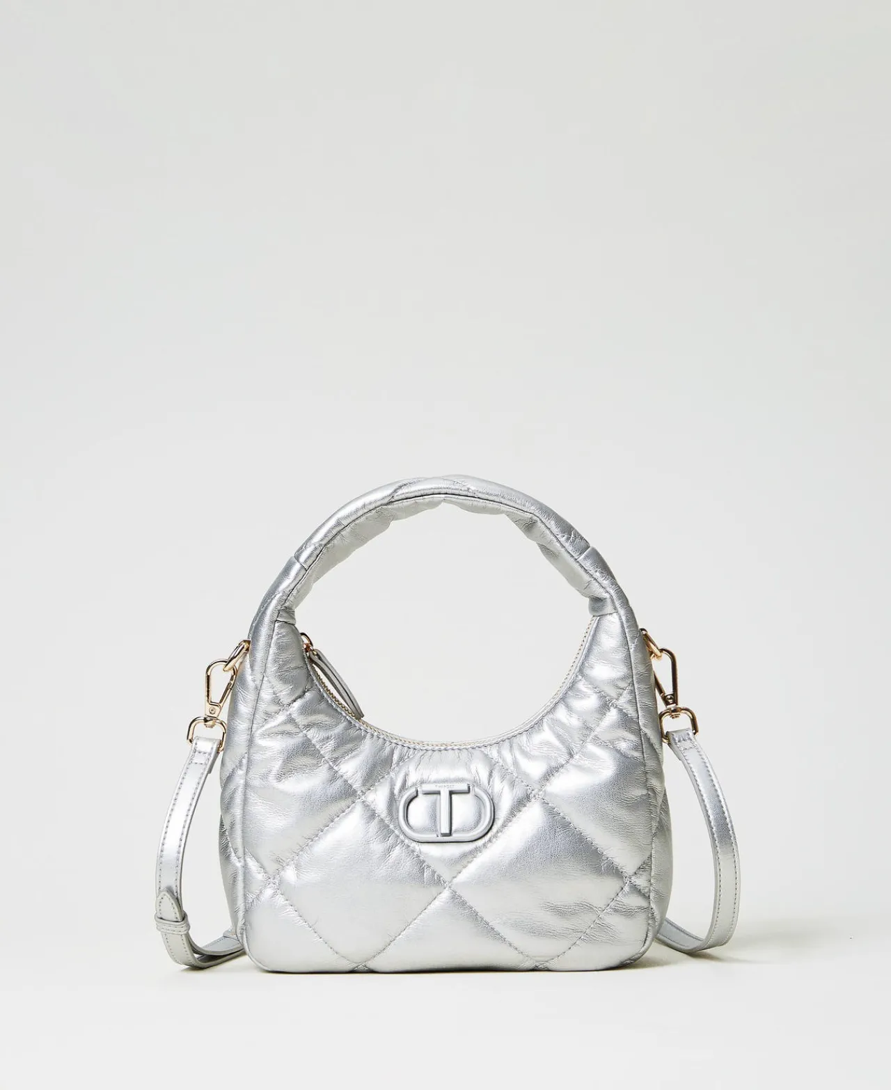 Mini Sacs | Besaces*TWINSET Milano Petite Besace Matelassée Et Rembourrée Argent