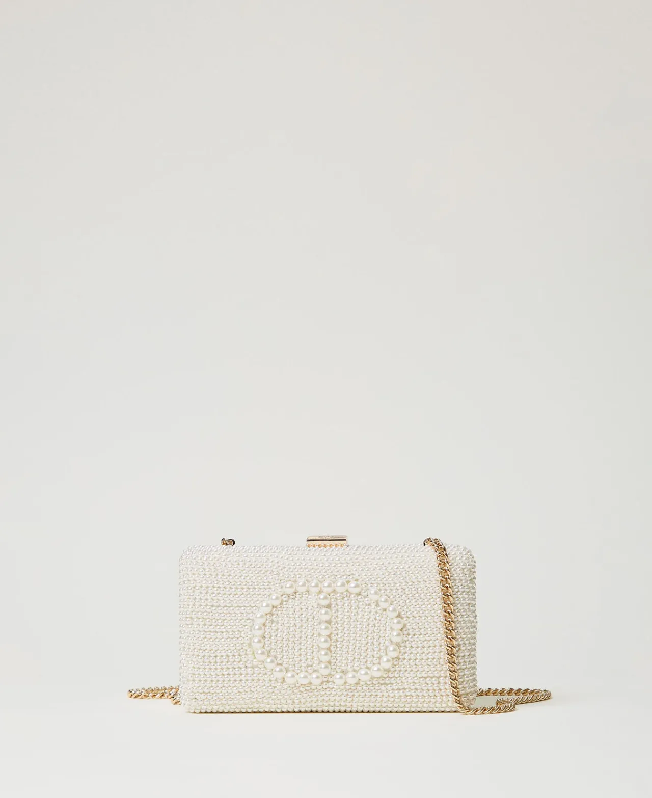 Sacs Porté Épaule | Sacs À Bandoulière*TWINSET Milano Pochette Avec Perles Et Oval T Blanc « Old White »