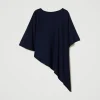 poncho_asymtrique_en_mail_1.webp Ponchos*TWINSET Milano Poncho Asymétrique En Maille Bleu Blackout