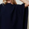 poncho_asymtrique_en_mail_4.webp Ponchos*TWINSET Milano Poncho Asymétrique En Maille Bleu Blackout