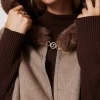 poncho_en_drap_et_fausse__4.webp Ponchos*TWINSET Milano Poncho En Drap Et Fausse Fourrure Chocolate Malt