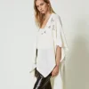Ponchos*TWINSET Milano Poncho En Maille Avec Broderies Crème White