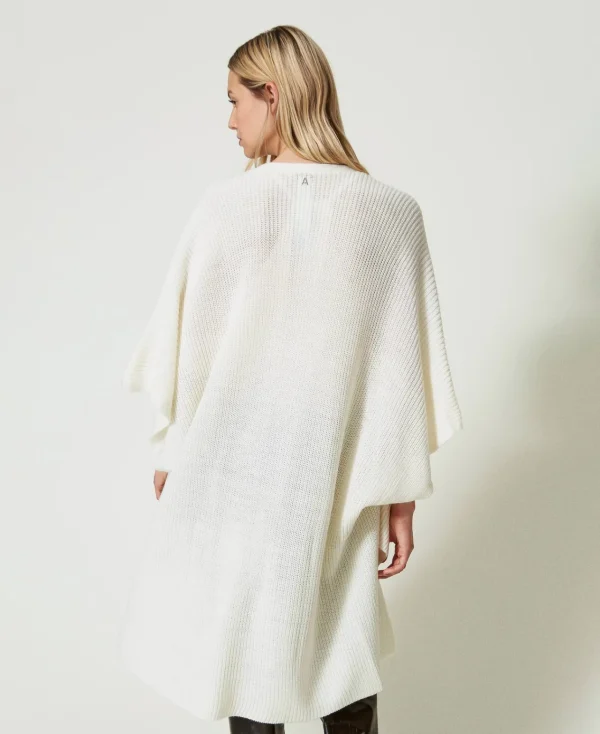 Ponchos*TWINSET Milano Poncho En Maille Avec Broderies Crème White