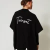 poncho_en_maille_avec_bro_3.webp Ponchos*TWINSET Milano Poncho En Maille Avec Broderie Siglée Noir