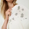 Ponchos*TWINSET Milano Poncho En Maille Avec Broderies Crème White