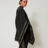 poncho_jacquard_avec_logo_2-1.webp Ponchos*TWINSET Milano Poncho Jacquard Avec Logo Noir