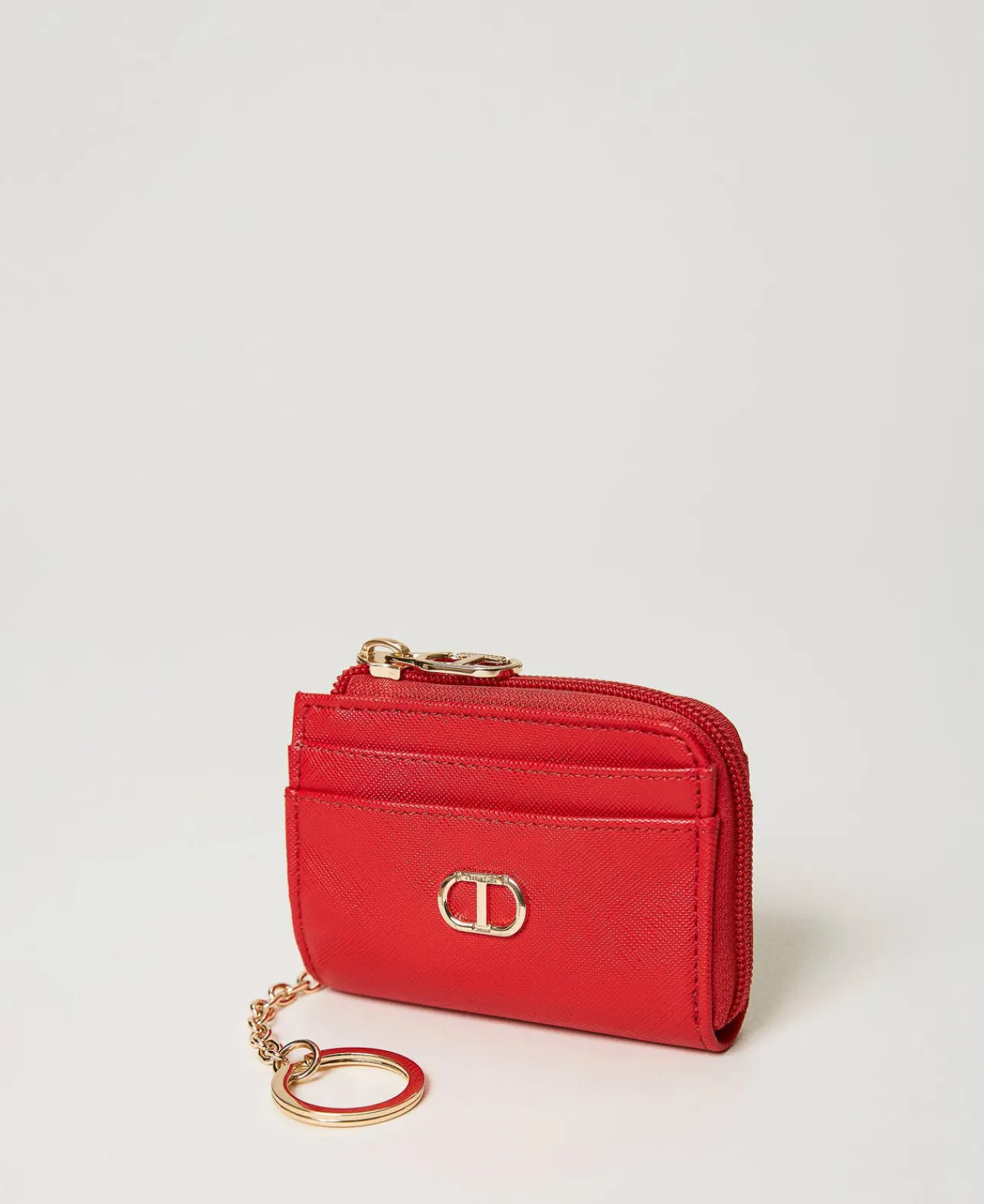portecarte_avec_fermeture_0.webp Portefeuilles Et Porte-Clés*TWINSET Milano Porte-carte Avec Fermeture éclair Et Anneau Porte-clés Rouge Coquelicot