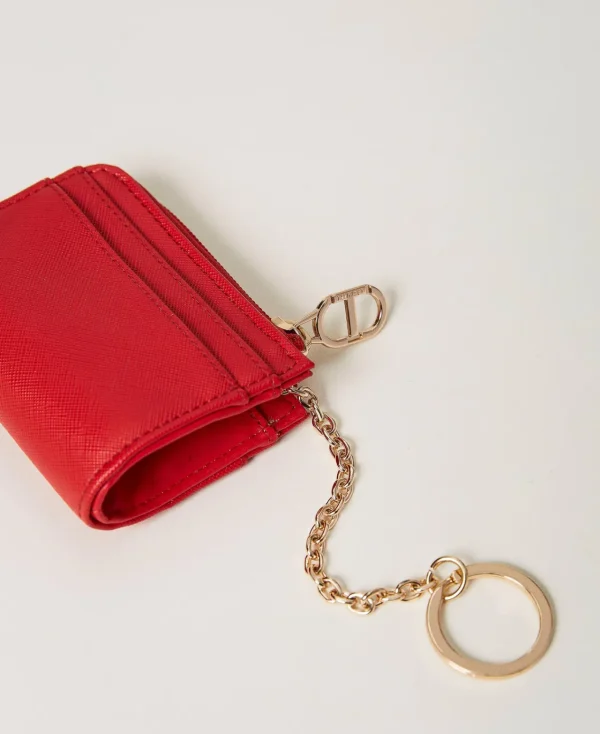 Portefeuilles Et Porte-Clés*TWINSET Milano Porte-carte Avec Fermeture éclair Et Anneau Porte-clés Rouge Coquelicot