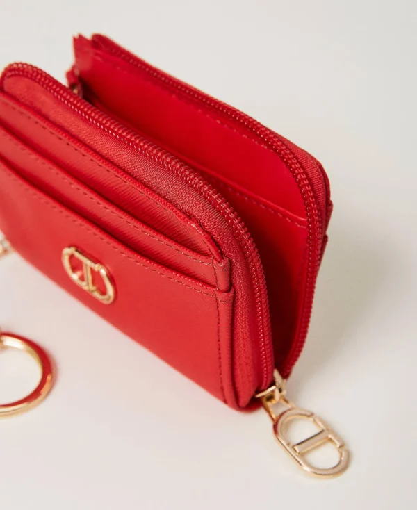 Portefeuilles Et Porte-Clés*TWINSET Milano Porte-carte Avec Fermeture éclair Et Anneau Porte-clés Rouge Coquelicot